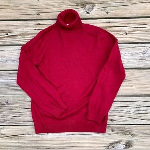 Ladies VAN HEUSEN Red Turtleneck Fitted Body Casual Woven Sweater M